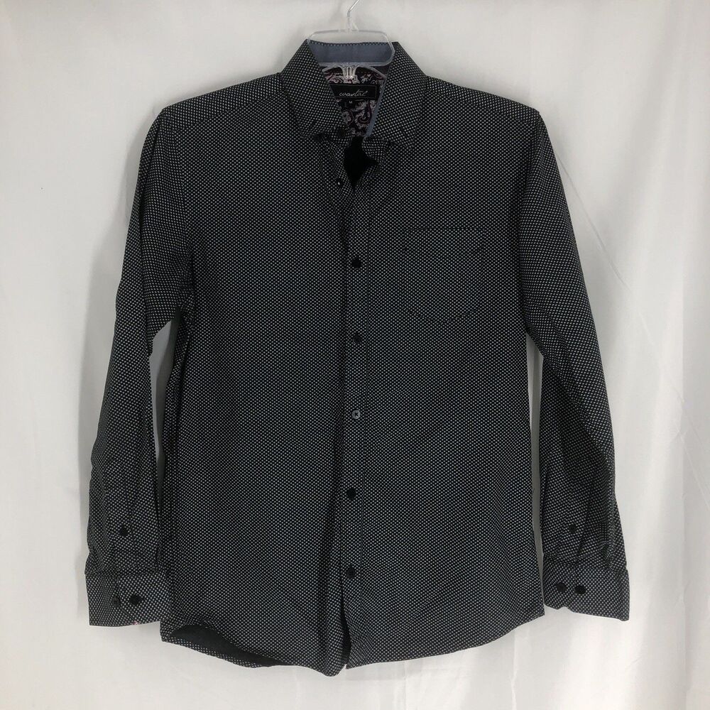 Coastal Men’s Medium Black Geometric Print Button Down Shirt Exc Cond
